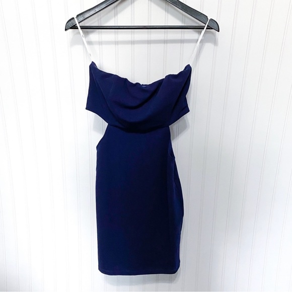 Lulus Spoil Yourself Navy Blue Cutout Strapless Bodycon Mini Dress Size Small - Picture 2 of 5